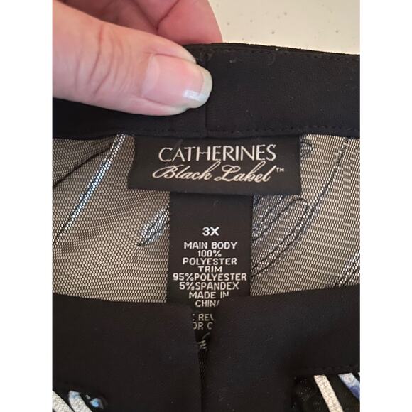 Catherines Black Label Evening Jacket Size 3X Black Abstract Semi Sheer - Picture 5 of 7